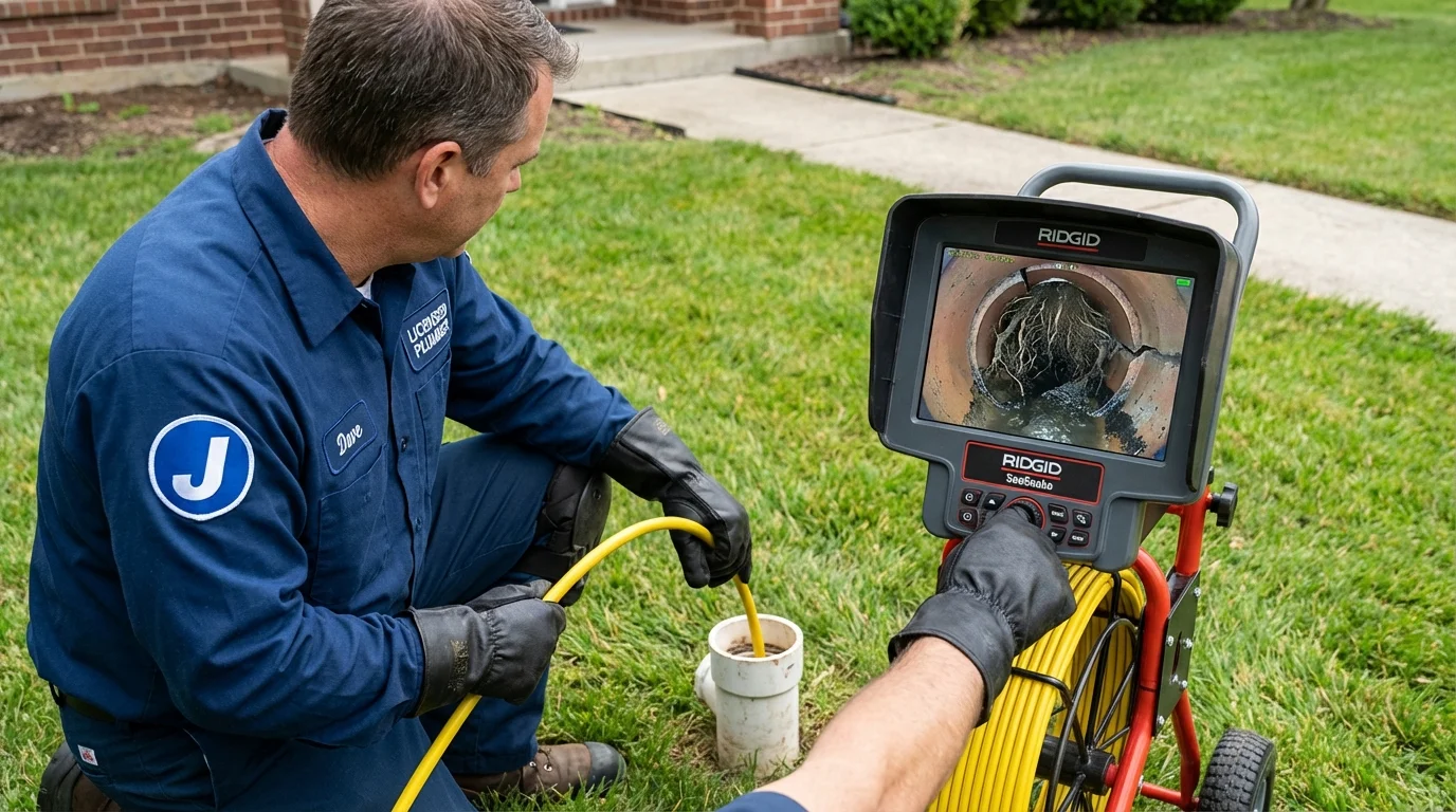 Sewer camera inspection being performed by Johns Plumbing LLC in Endicott
